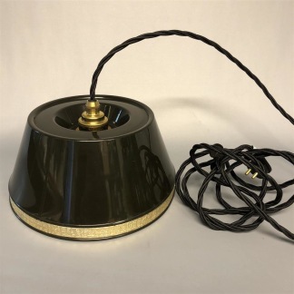 EWÅ-skärm med tygsladd (äldre) - Äldre lampskärm + tygsladd svart med 2 ringar