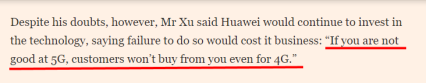 Huawei tänker ändå fortsätta att investera i det där värdelösa 5-nätet. Underbar retorik! (källa: Financial Times) Huawei tänker ändå fortsätta att investera i det där värdelösa 5-nätet. Underbar retorik! (källa: Financial Times)