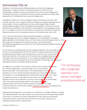 VD kommenterar det kanske viktigaste expansionsområdet "smarta kort" endast i förbigåendet (källa: FING Q1) VD kommenterar det kanske viktigaste expansionsområdet "smarta kort" endast i förbigåendet (källa: FING Q1)