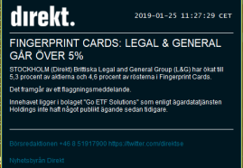Brittisks Legal & Standard, ville köpa in sig i fingeravtrycksmarknaden, alla andra fonder som också vill in, måste skynda sig - det finns inte så mycket aktier i bolaget (källa: Nyhetsbyrån Direkt) Brittisks Legal & Standard, ville köpa in sig i fingeravtrycksmarknaden, alla andra fonder som också vill in, måste skynda sig - det finns inte så mycket aktier i bolaget (källa: Nyhetsbyrån Direkt)