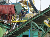 Workers at Delta Mineral's plant Workers at Delta Mineral's plant