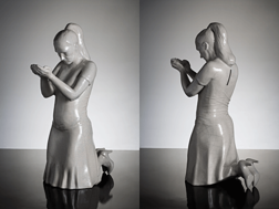Annèe Olofsson: "Eventually it will all go to my head", Crackled porcelain figurin/piggy bank portraying the artist, 2009, 35 cm hight, ed 200 Annèe Olofsson: "Eventually it will all go to my head", Crackled porcelain figurin/piggy bank portraying the artist, 2009, 35 cm hight, ed 200