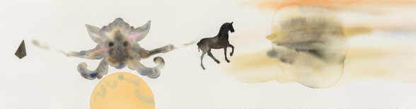 Impulsion. 2018. akvarellmålning. 106 x 28 cm. Foto: Ari Luostarinen. Impulsion. 2018. akvarellmålning. 106 x 28 cm. Foto: Ari Luostarinen.