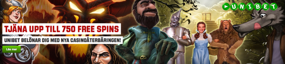 750 gratissnurr med Unibets casinoåterbäring!