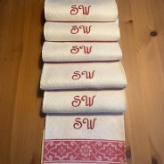 Sex vackra linnehanddukar!