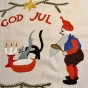 En fin handbroderad julbonad i bomull