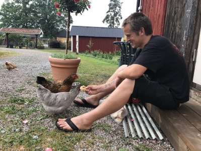 Benny med gårdens höns! Benny med gårdens höns!