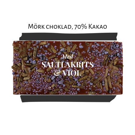 Pralinhuset - 70% Kakao - Saltlakrits & Viol - Mörk Choklad