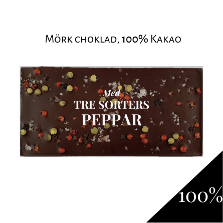 Pralinhuset - 100% Kakao - Tre Sorters Peppar - 