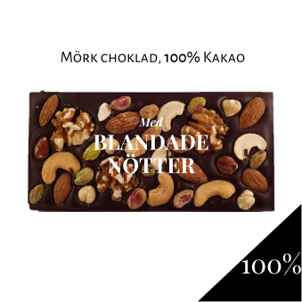 Pralinhuset - 100% Kakao - Blandade Nötter - Mörk Choklad