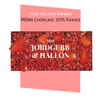 Pralinhuset - 70% Mörk choklad - Jordgubb & Hallon - Utan Tillsatt Socker - 