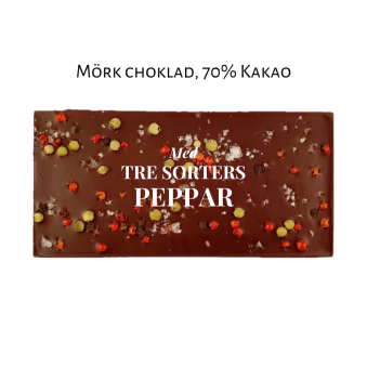 Pralinhuset - 70% Kakao - Tre Sorters Peppar - Mörk Choklad