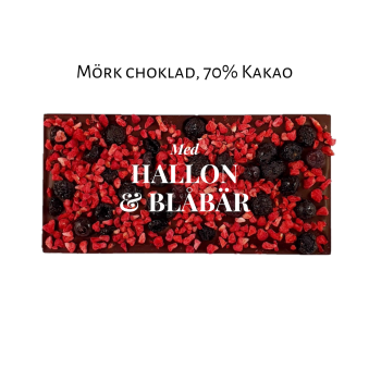 Pralinhuset - 70% Kakao - Hallon & Blåbär - Mörk Choklad