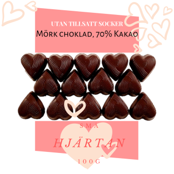 Pralinhuset - Small Hearts - 70% Kakao - Utan tillsatt socker - 