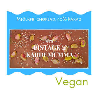 Pralinhuset - 40% Kakao - Mjölkfri Pistage & Kardemumma - Ljus Choklad