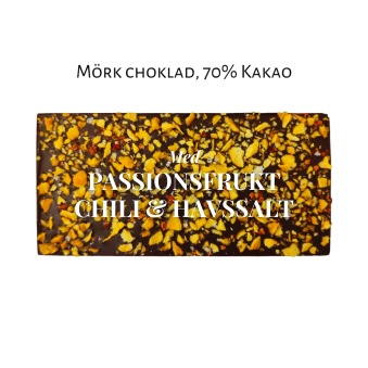Pralinhuset - 70% Kakao - Passionsfrukt, Chili & Havssalt - Mörk Choklad