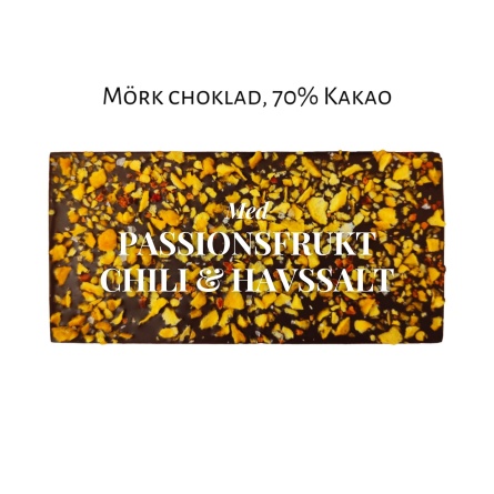 Pralinhuset - 70% Kakao - Passionsfrukt, Chili & Havssalt - Mörk Choklad