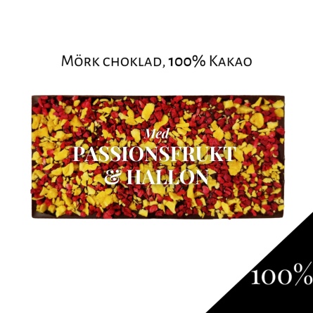 Pralinhuset - 100% Kakao - Passionsfrukt & Hallon - 