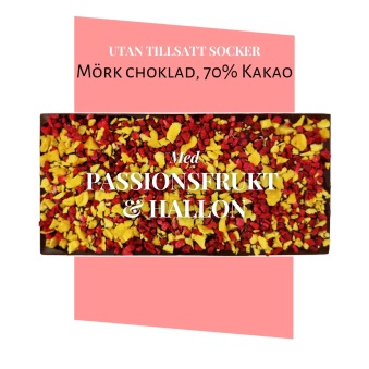 Pralinhuset - 70% Kakao - Passionsfrukt & Hallon - Utan Tillsatt Socker - 