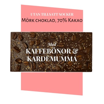 Pralinhuset - 70% Kakao - Kaffebönor & Kardemumma - Utan Tillsatt Socker - 