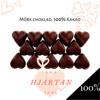 Pralinhuset - Small Hearts - 100% Kakao - Mörk Choklad