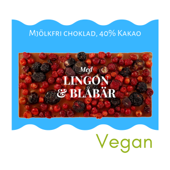 Pralinhuset - 40% Kakao - Mjölkfri Lingon & Blåbär - Ljus Choklad