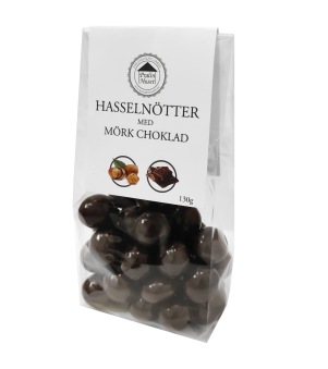 Pralinhuset - Hasselnötter med Mörk Choklad - 130 gram - 