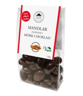 Pralinhuset - Mandlar Doppade i Mörk Choklad - Utan Tillsatt Socker - 