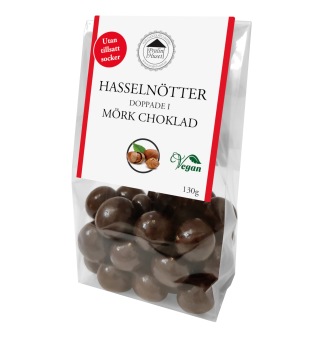 Pralinhuset – Chokladdoppade Hasselnötter - Utan Tillsatt Socker - 