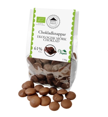 Pralinhuset - Chokladknappar - 61% Kakao Ekologisk - 150g - 