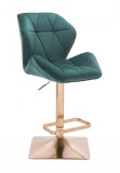 Reception stol Make Up Stol gyllene bas velour H 60-80cm grön