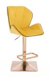 Reception stol Make Up Stol gyllene bas velour H 60-80cm gul