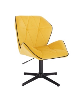 Arbetsstol velour gul svart base H 40-55 cm - Arbetsstol velour gul svart base H 40-55 cm