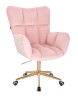 Väntstol Kundstol BUBBLE rosa med gyllene fot med hjul - Väntstol Kundstol BUBBLE rosa med gyllene fot med hjul