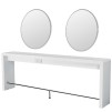Arbetsplats Reflection ll med rund spegel, Made in Europe - Reflection ll i vit med LED rund spegel