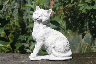 Trädgårdskonst Katt liten antikvit - Trädgårdsfigur katt