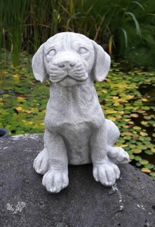 Trädgårdskonst Hundvalp antikvit - Trädgårdsfigur hundvalp