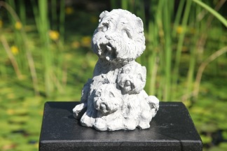 Trädgårdskonst Hundfamilj antikvit - Trädgårdsfigur hundfamilj