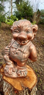 Trädgårdskonst Troll med påk koppar - 