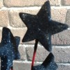 Glitter stjärna på stick 3st - glitterstjärna svart