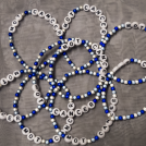 Armband, små pärlor - Blå/Ljusblå/Vit