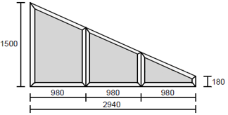 Snedskurna fasta fönster 30x15/2