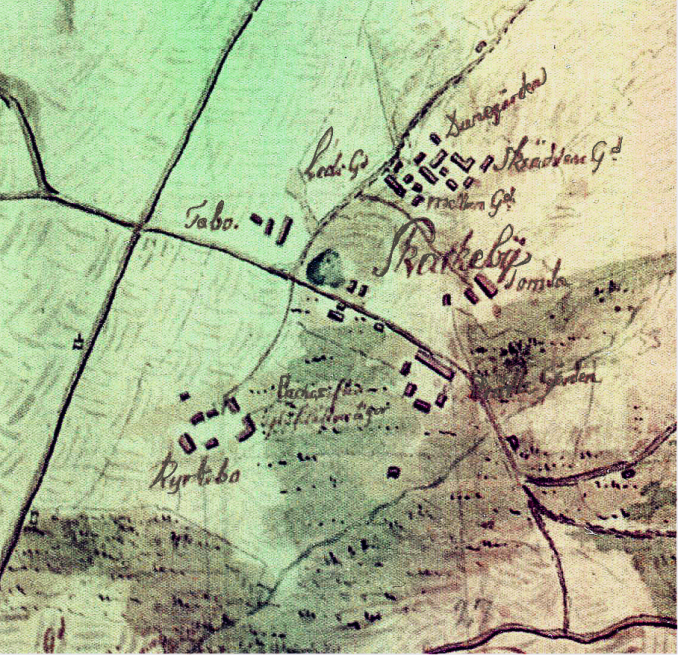 Handritad militär karta från Backas arkiv, Carl Arvid Tell