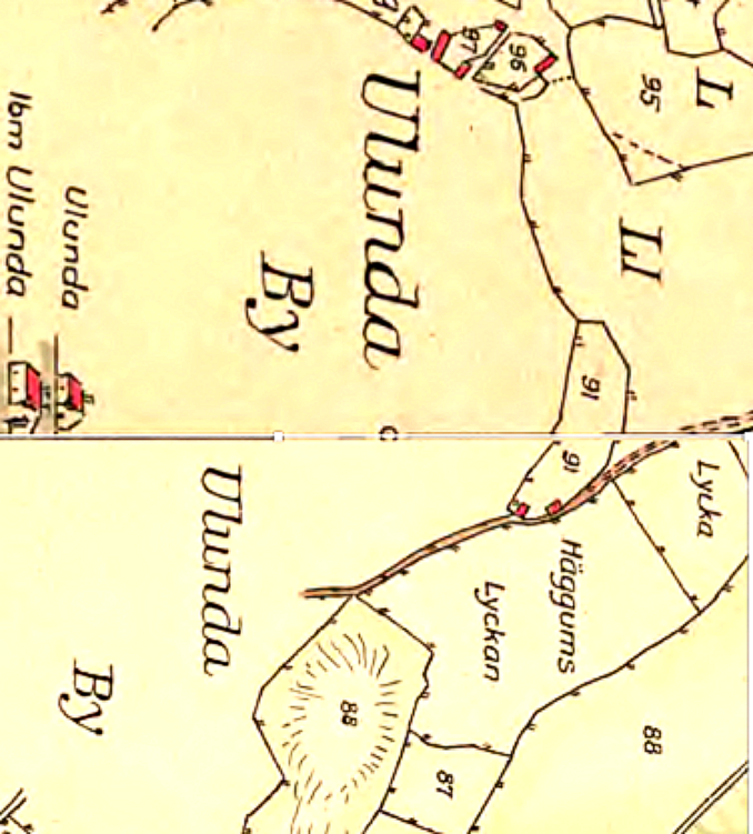 Ulunda by 1794 - tilldelning - Kartan vänd med norr rakt upp!