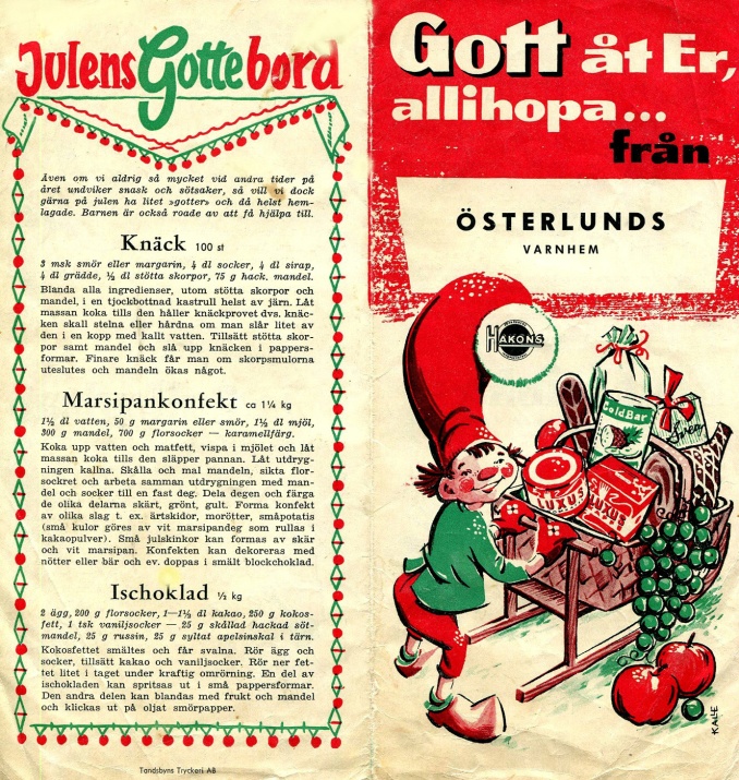 Bild från Kerstin Antbäck, född Lindh, 2014 - mamma Hertas inköpslista finns på baksidan.