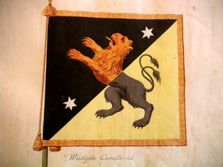 Wästgöta Cavallerie's vapenflagga. (Allmänt spridd bild)
