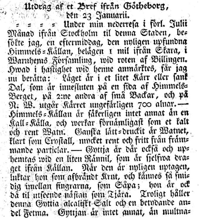Ur brevet som tillskrivs Andreas Dahl, Post- och inrikes Tidningar 1777