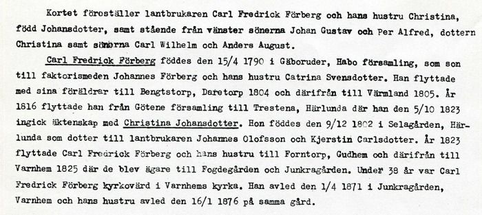 Bild av text från Förbergs samling via Astrid Blomqvist, Tomten, 2015