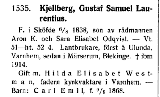 Kjellberg Gustaf Samuel Laurentius 
