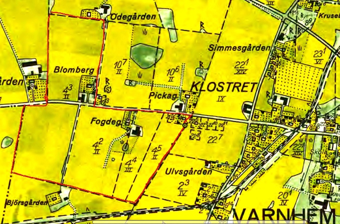 Fogdegården 1960 - Lantmäteriets Historiska kartor - klicka på kartan för att se den större!